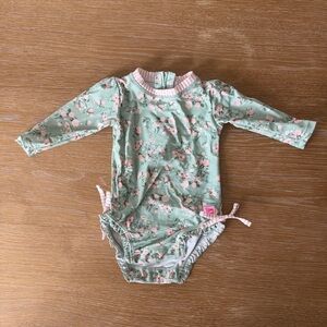 Ruffle Butts Mint and Pink Floral Swimsuit